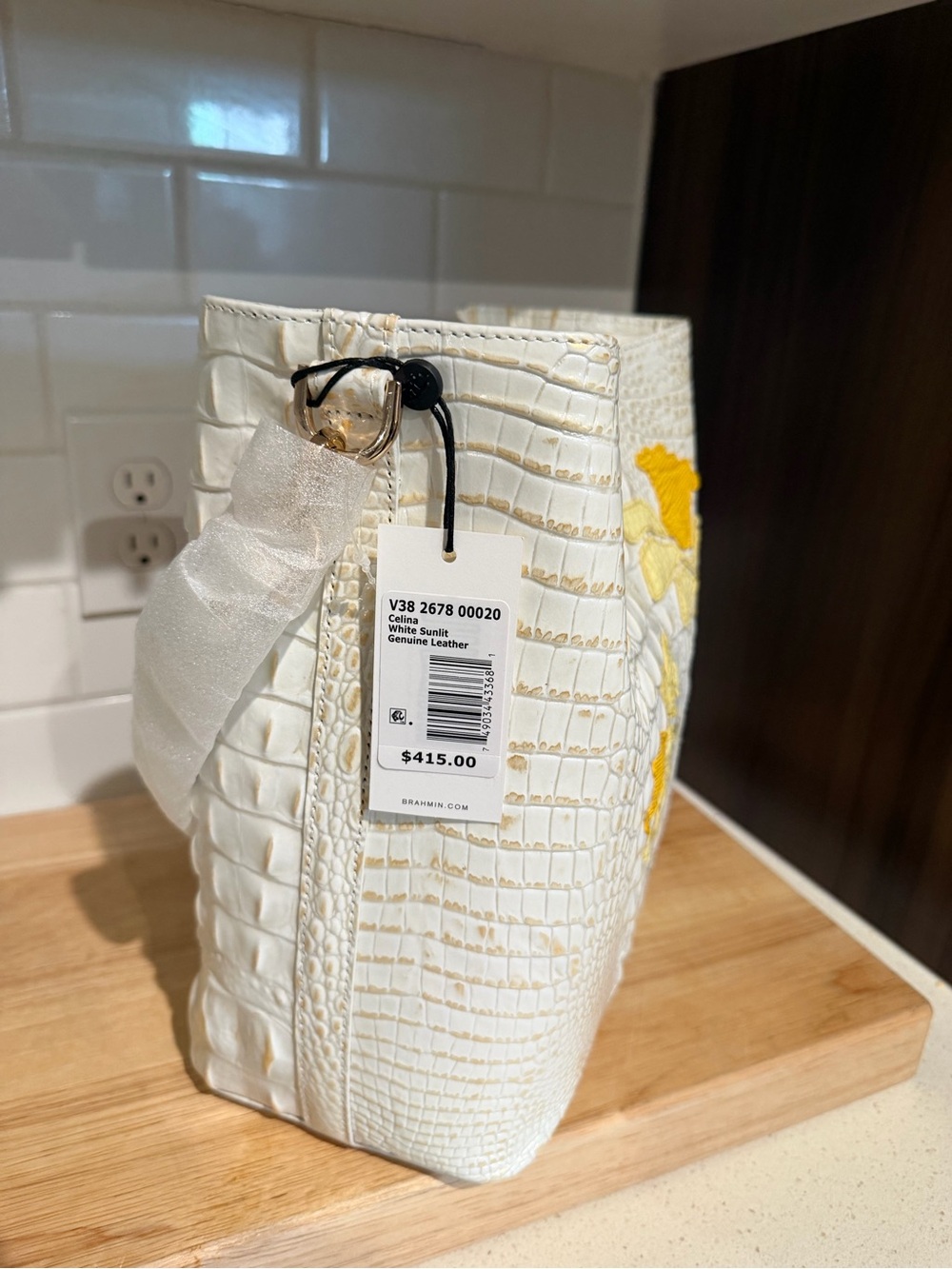 Brahmin Celina Bucket Bag in White Sunlit - Picture 9 of 16